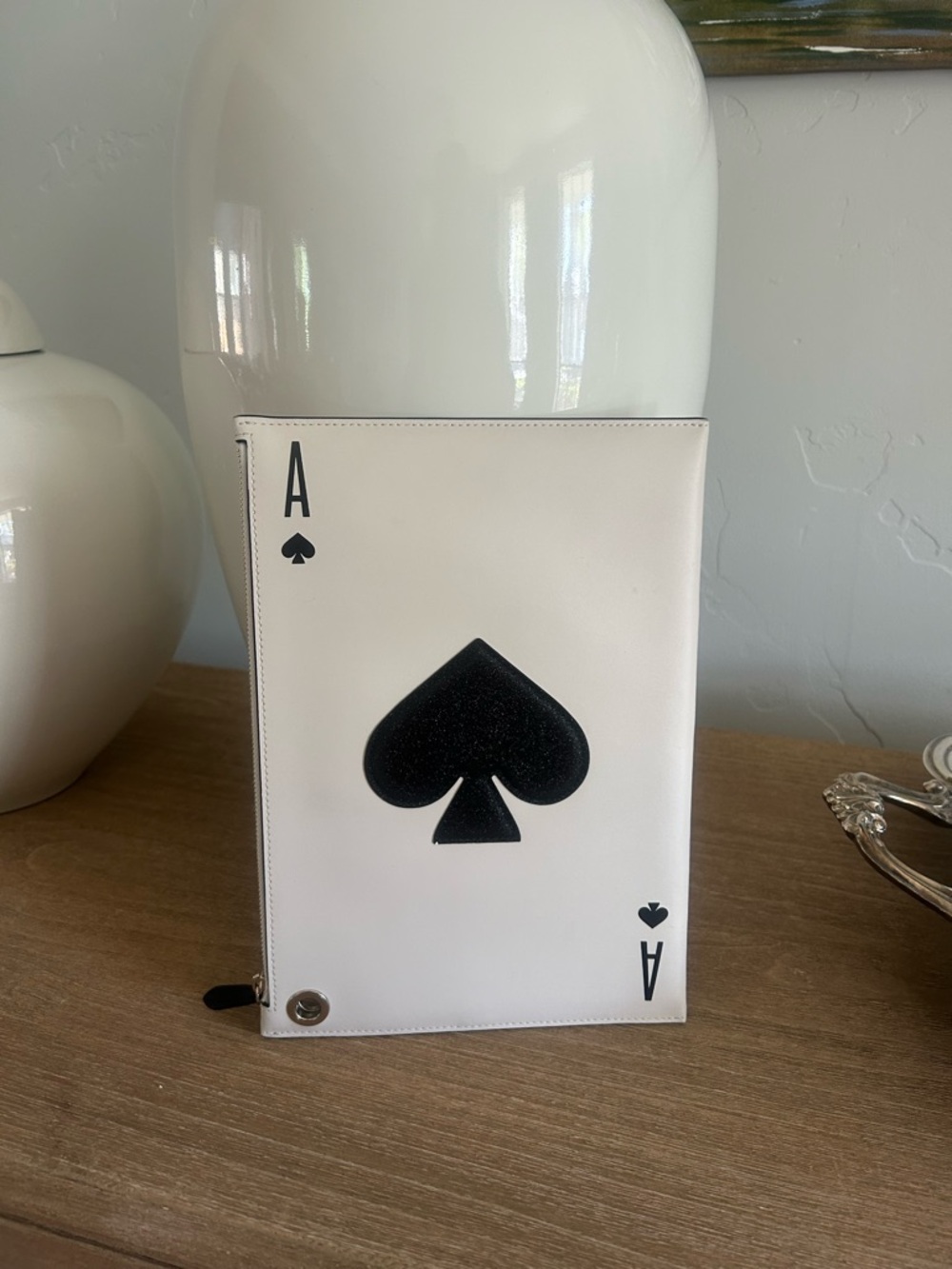 Kate Spade Ace of Spades White Card Clutch